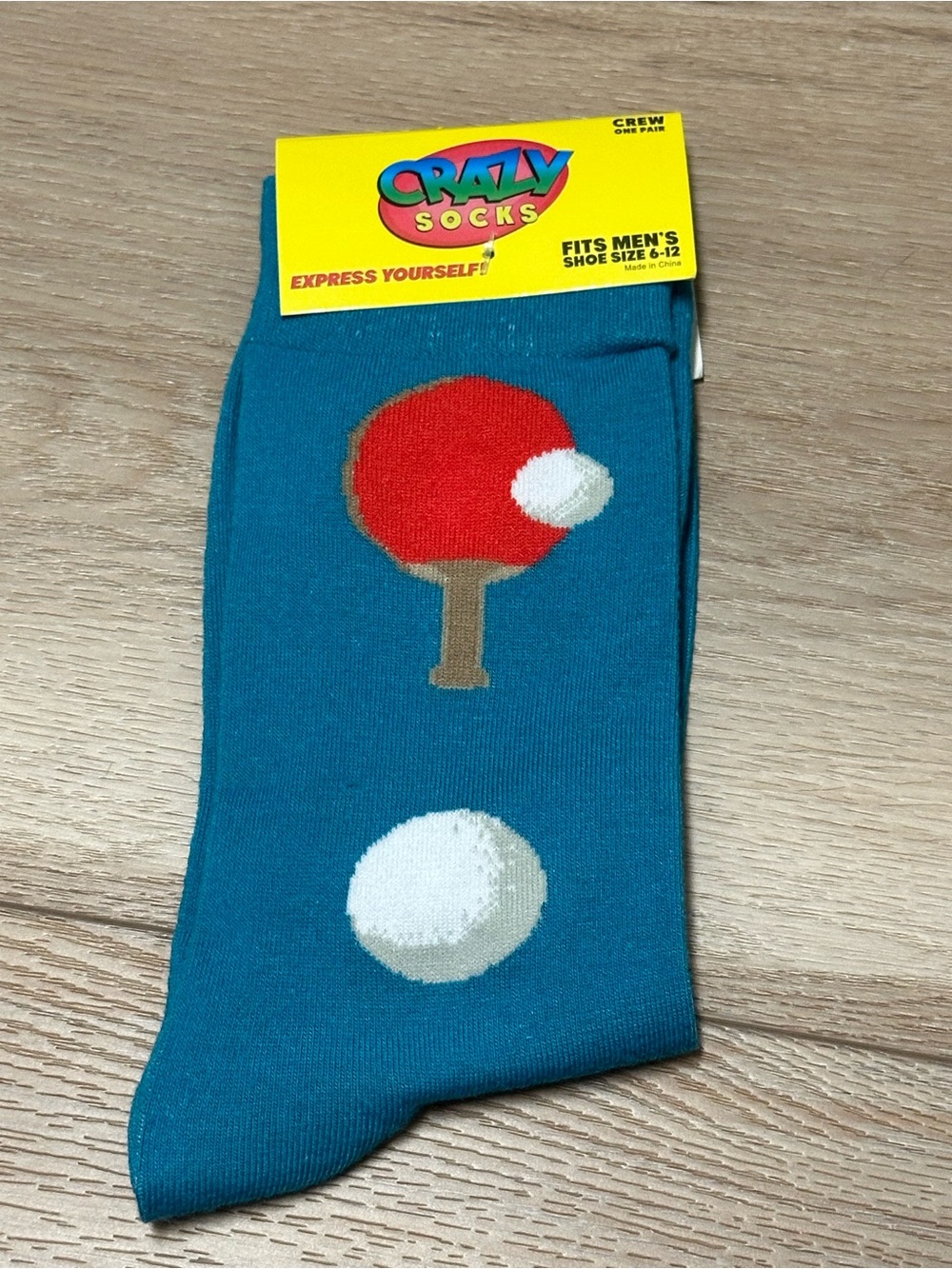 🏓 Crazy Socks Men's Ping Pong Novelty Crew Socks